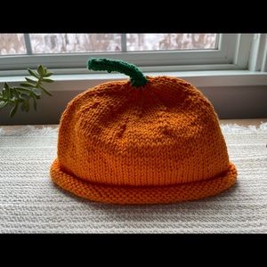 Hand knit orange hat
